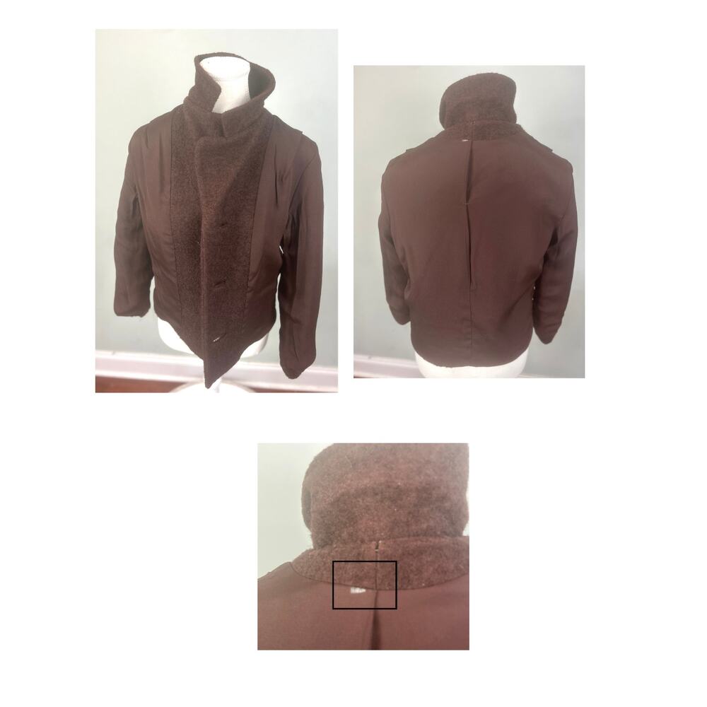 Vintage 50s 60s Chocolate Brown Boucle Cropped Jacket Size M - Picture 3 of 3